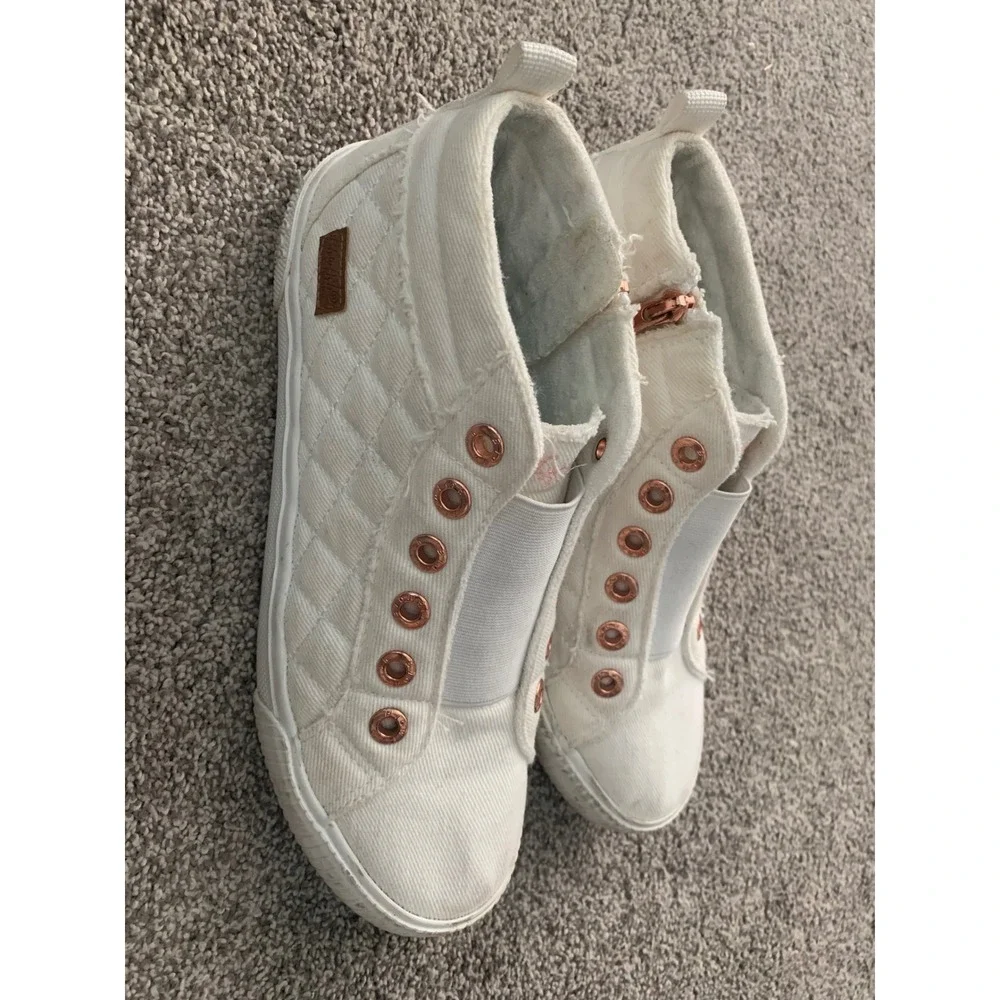 Blowfish Malibu White Quilted Canvas High Top Sneakers Rose Gold Zip Y2K Retro 9